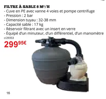 Offre: FILTRE À SABLE 8 M³/H