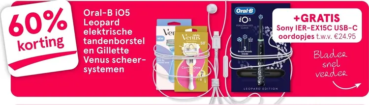 Aanbieding: Leopard elektrische tandenborstel en Gillette Venus scheersystemen