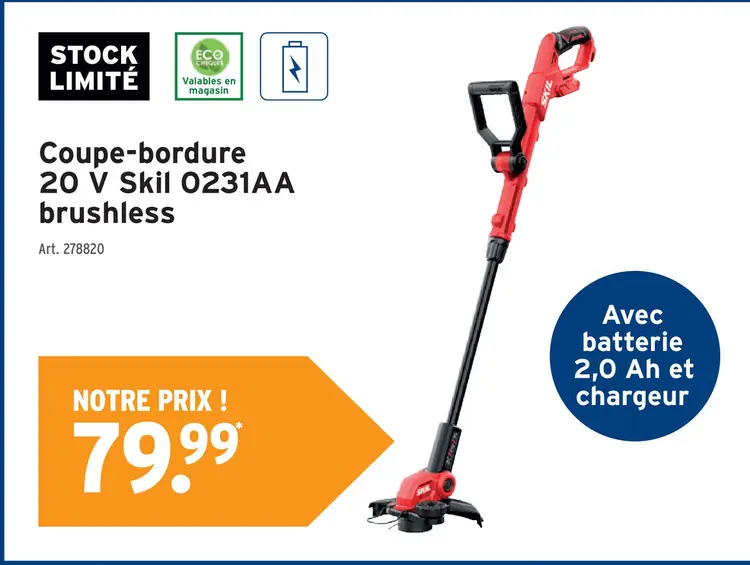 Offre: Coupe-bordure 20 V Skil 0231AA brushless