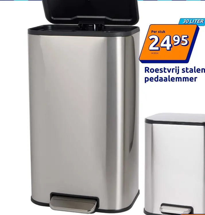 Promotie: Roestvrij stalen pedaalemmer