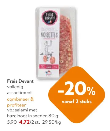 Promotie: Frais Devant salami met hazelnoot in sneden