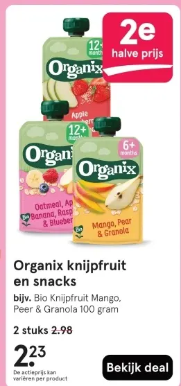 Aanbieding: Organix knijpfruit en snacks