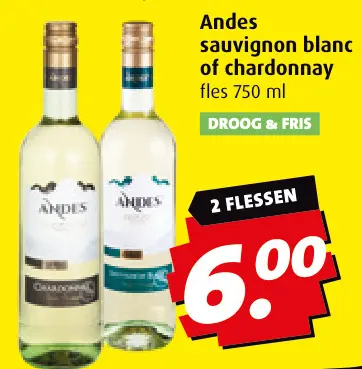 Aanbieding: Andes sauvignon blanc of chardonnay