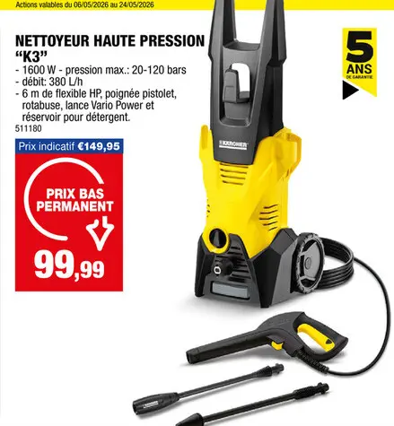 Offre: Karcher K3 hogedrukreiniger 1600W