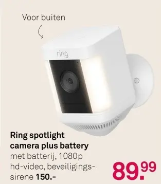 Aanbieding: Ring spotlight camera plus battery