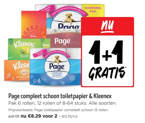 Promotie: Page compleet schoon toiletpapier & Kleenex