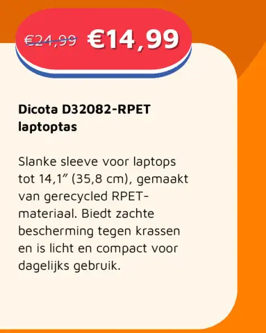 Aanbieding: Dicota 14" D32082-RPET laptoptas