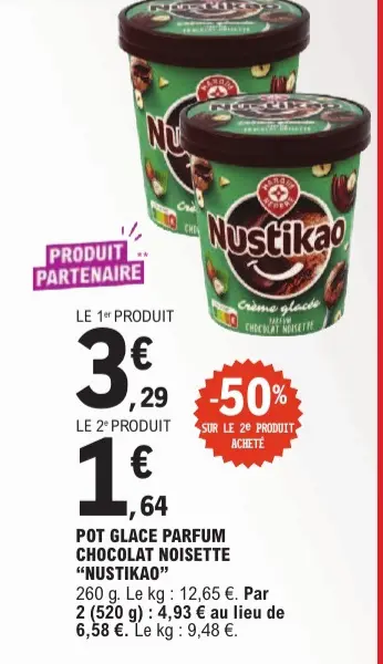 Offre: Pot glace parfum chocolat noisette