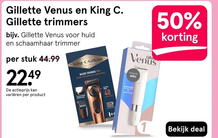Aanbieding: Gillette Venus en King C. Gillette trimmers