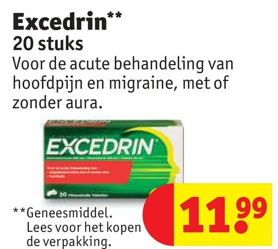 Aanbieding: Excedrin 20 stuks