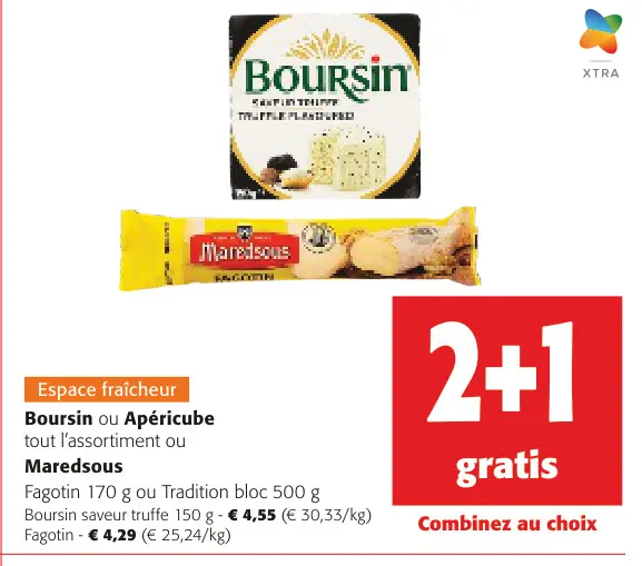 Offre: Boursin ou Apéricube ou Maredsous