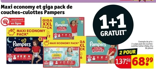 Offre: Maxi economy et giga pack de couches-culottes