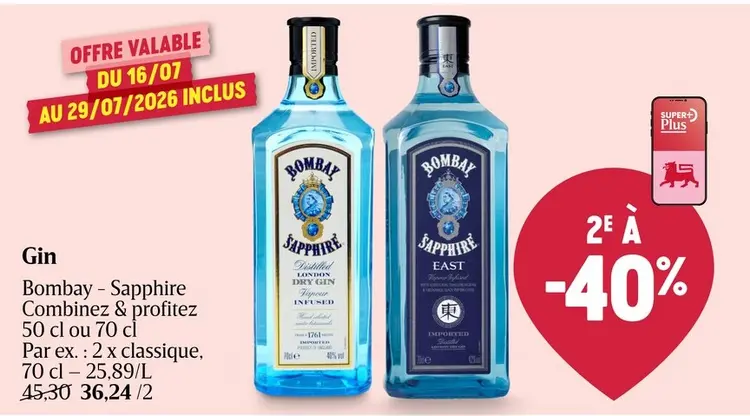 Offre: Gin Bombay - Sapphire