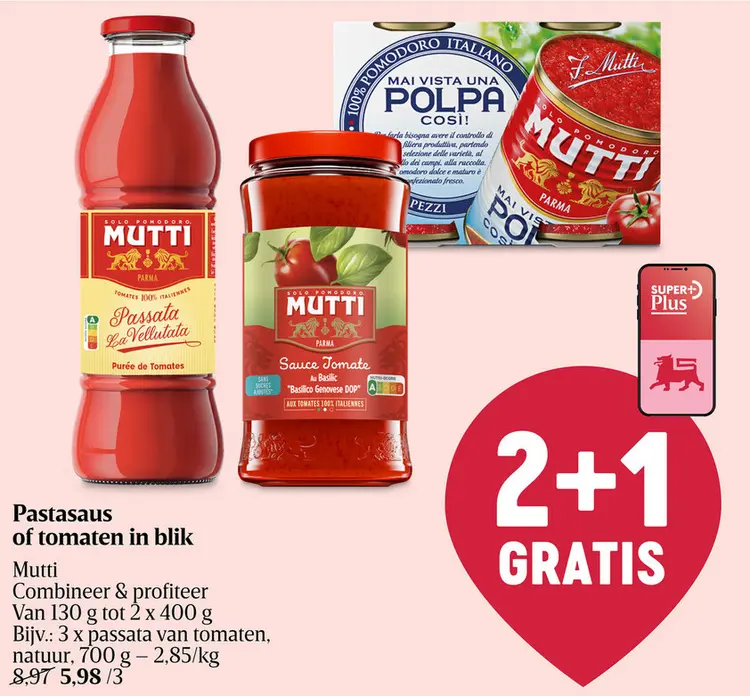 Promotie: Pastasaus of tomaten in blik