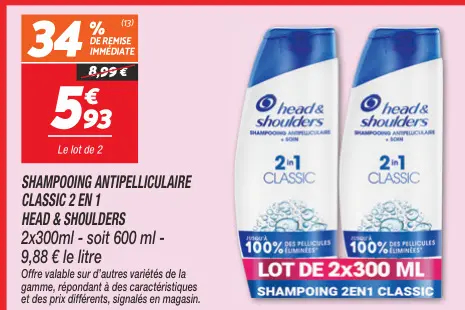 Offre: Shampooing antipelliculaire classic 2 en 1