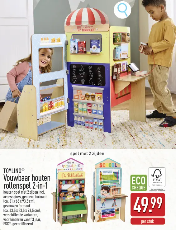 Aanbieding: Vouwbaar houten rollenspel 2-in-1