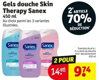 Offre: Gels douche Skin Therapy Sanex
