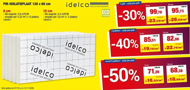 Promotie: Idelco Pir-isolatieplaat