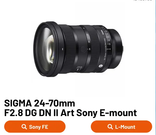 Offre: 24-70mm F2.8 DG DN II Art Sony E-mount