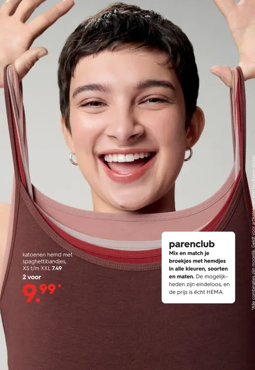 Aanbieding: katoenen hemd met spaghettibandjes