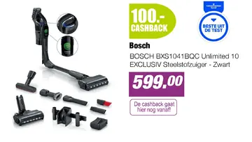 Aanbieding: BOSCH BXS1041BQC Unlimited 10 EXCLUSIV Steelstofzuiger - Zwart