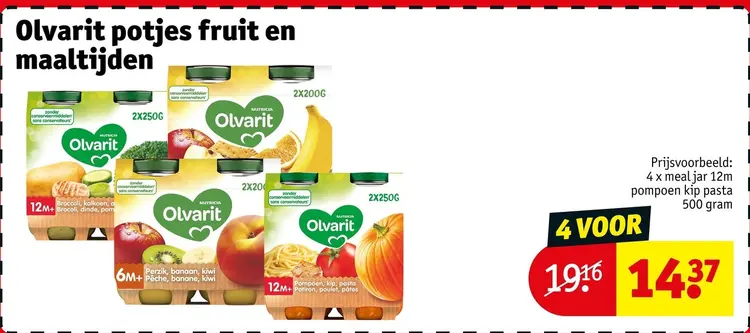 Promotie: Olvarit potjes fruit en maaltijden