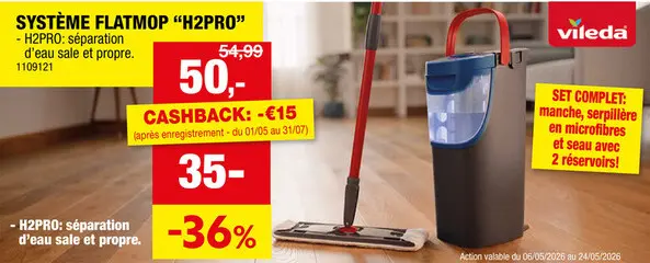 Offre: Vileda H2Pro flatmop system
