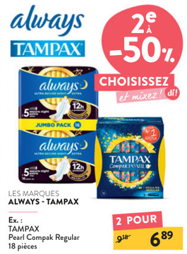 Offre: TAMPAX Pearl Compak Regular