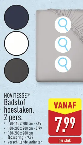 Promotie: NOVITESSE® Badstof hoeslaken, 2 pers.