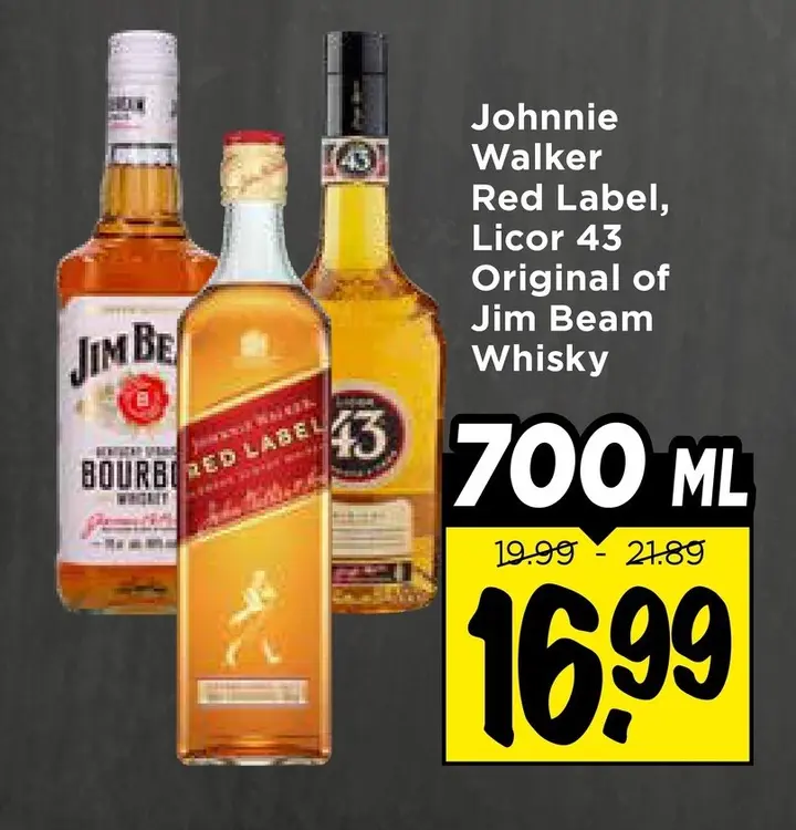Aanbieding: Johnnie Walker Red Label, Licor 43 Original of Jim Beam Whisky