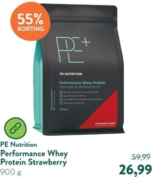 Aanbieding: PE Nutrition Performance Whey Protein Strawberry - 900g