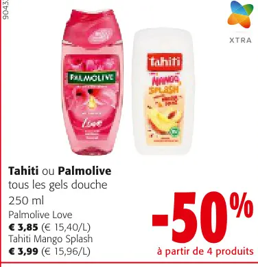 Offre: Tahiti ou Palmolive tous les gels douche