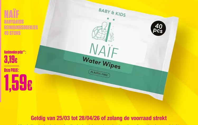 Promotie: NAÏF Water Wipes