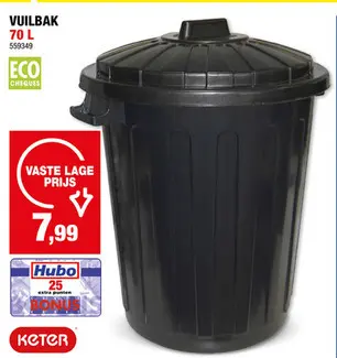 Aanbieding: Curver Bullet Bin vuilbak retro 50l antraciet