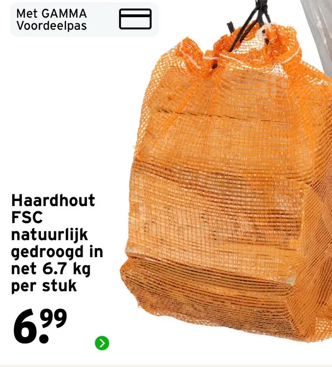 Aanbieding: Haardhout FSC natuurlijk gedroogd in net