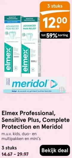 Aanbieding: Elmex Professional, Sensitive Plus, Complete Protection en Meridol
