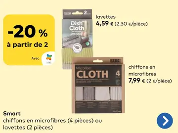 Offre: lavettes ou chiffons en microfibres