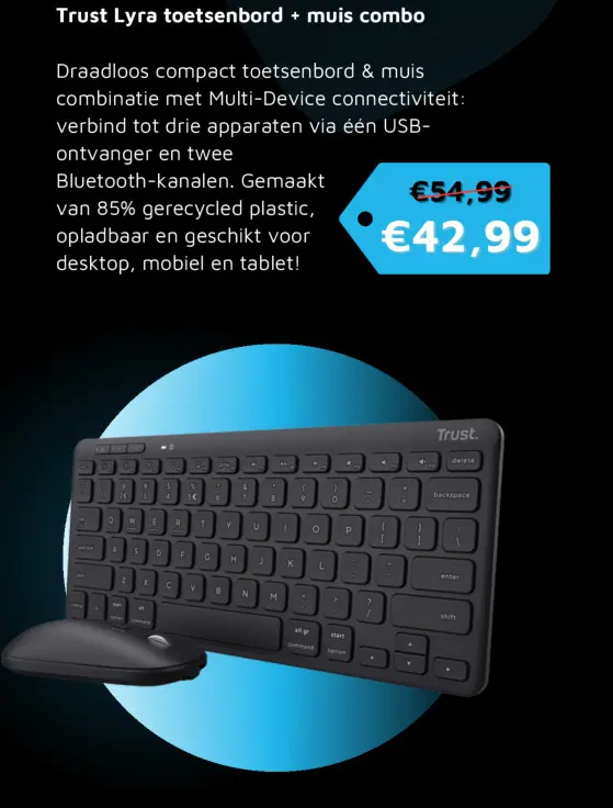 Aanbieding: Trust Lyra toetsenbord + muis combo