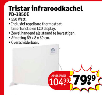 Aanbieding: Tristar infraroodkachel PD-3850E