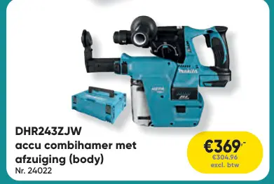 Aanbieding: DHR243ZJW accu combihamer met afzuiging (body