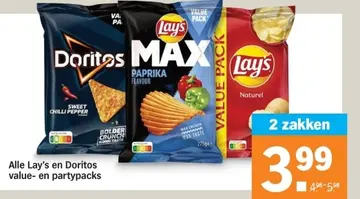 Aanbieding: Alle Lay's en Doritos value- en partypacks
