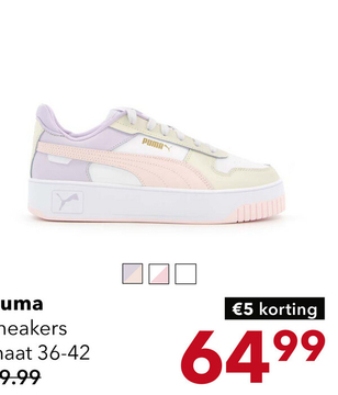Aanbieding: Puma Carina Street kinder sneakers wit/roze