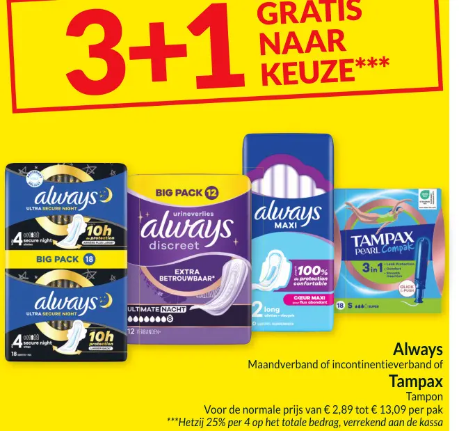 Promotie: Maandverband of incontinentieverband of Tampo