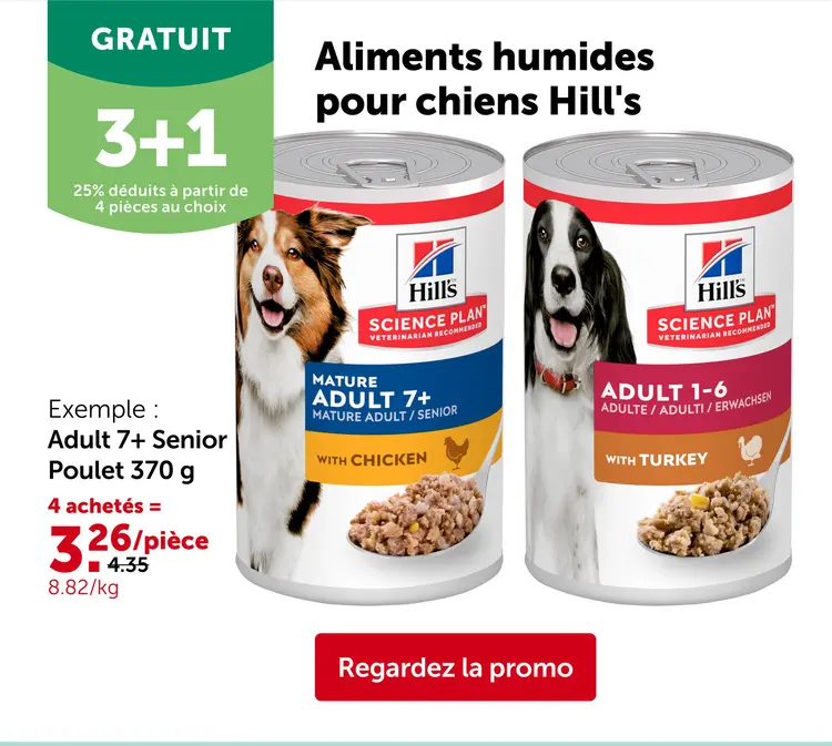 Offre: Aliments humides pour chiens Hill's