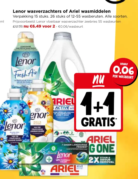 Promotie: Lenor wasverzachters of Ariel wasmiddelen