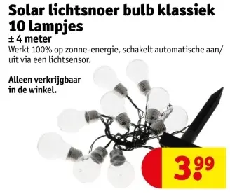 Promotie: Solar lichtsnoer bulb klassiek