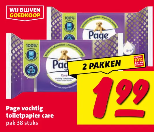 Aanbieding: Page vochtig toiletpapier care