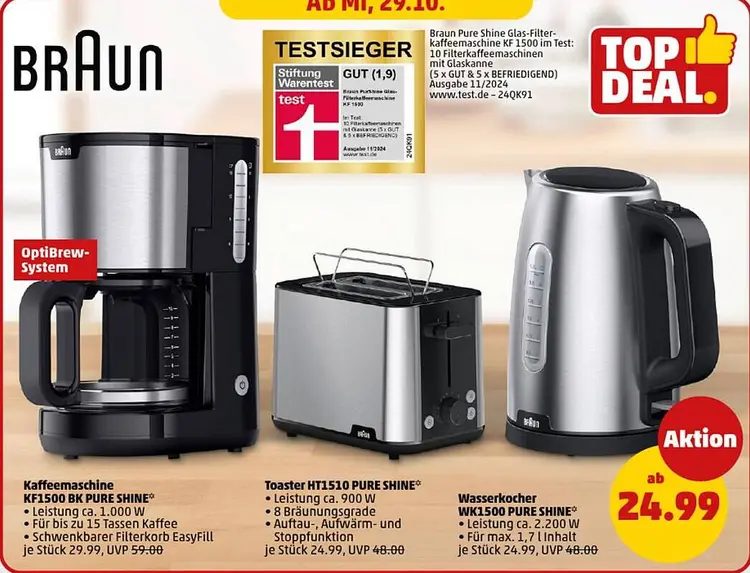 Aanbieding: Kaffeemaschine KF1500 BK PURE SHINE*, Toaster