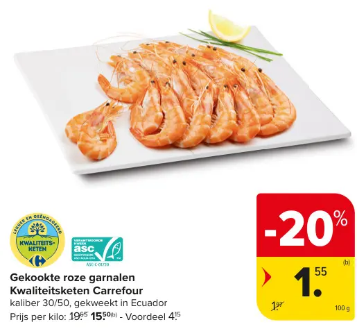 Promotie: Gekookte roze garnalen