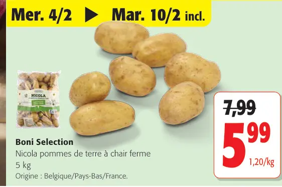 Offre: Nicola pommes de terre à chair ferme